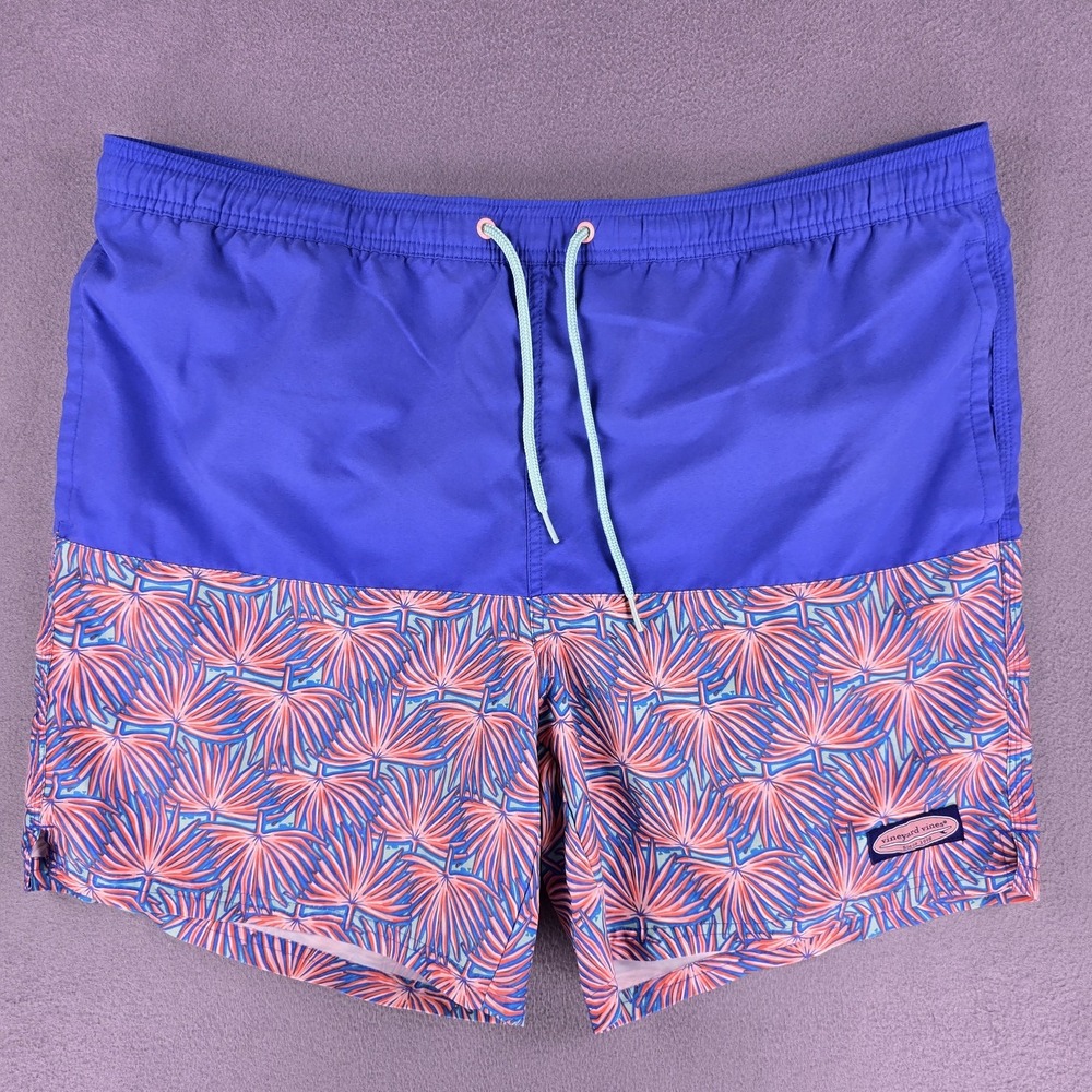 Vineyard Vines Swim Trunks Mens Large Palm Print Board Shorts Polyester